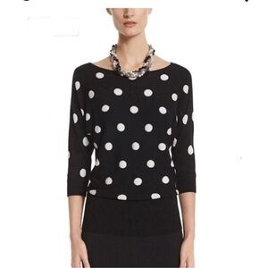 Orly Navy and White  Polk Dot Sweater Sz M